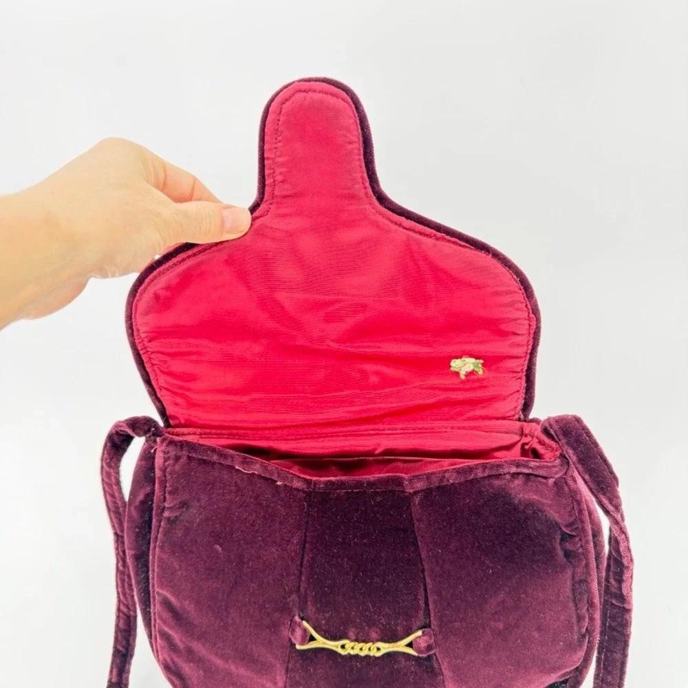 Carpetbags of American Velvet Shoulder‎ Bag Burgundy Evening Boho Gold Accent